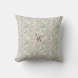 Mint Patchwork Monogramm Kissen