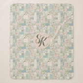 Mint Patchwork Monogramm Sherpadecke (Vorderseite)