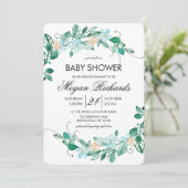 Mint Peach Floral Wreath Baby Dusche Einladung (Stehend Vorderseite)