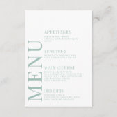 Mint Peach Peony Floral Wedding Menu Cards Begleitkarte (Vorderseite)