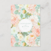 Mint Peach Peony Floral Wedding Menu Cards Begleitkarte (Rückseite)
