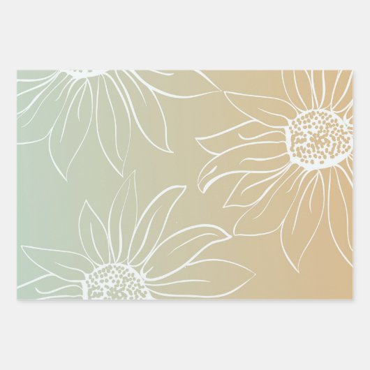 Mint Peach White Daisies Floral Geschenkpapier Set (Vorderseite)