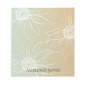 Mint Peach White Daisies Floral Notizblock (Vorderseite)