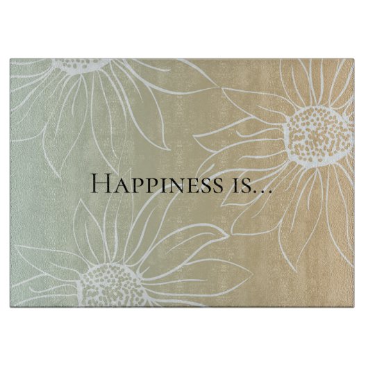 Mint Peach White Daisies Floral Schneidebrett (Vorderseite)