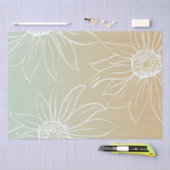 Mint Peach White Daisies Floral Seidenpapier (Handwerk)