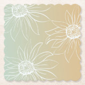 Mint Peach White Daisies Floral Untersetzer (Vorderseite)