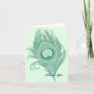 Mint Peacock Feather Dankeskarte