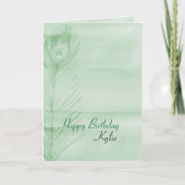 Mint Peacock Feather Karte (Vorderseite)