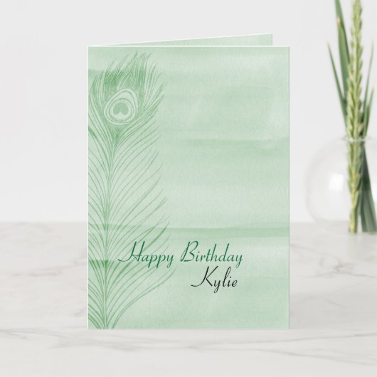 Mint Peacock Feather Karte (Vorderseite)