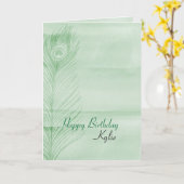 Mint Peacock Feather Karte (Gelbe Blume)