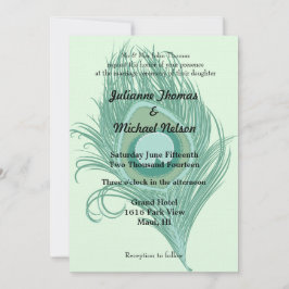 Mint Peacock Feather Wedding Einladung