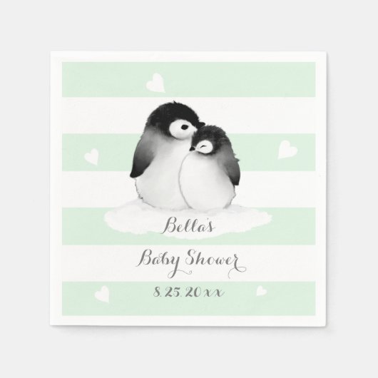 Mint Penguin Paper Napkins Serviette (Vorderseite)