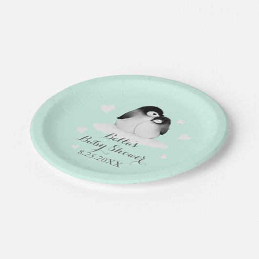 Mint Pinguin Paper Plate Pappteller (Schrägansicht)