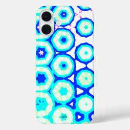 Mint Pink Aqua Blue Muster mit Name iPhone 16 Plus Hülle