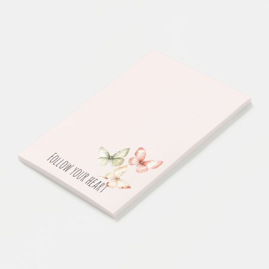 Mint Pink Cream Butterflies Post-it Klebezettel (angewinkelt)