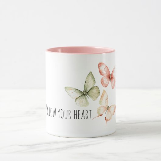 Mint Pink Cream Butterflies Tasse (Zentrum)