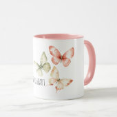 Mint Pink Cream Butterflies Tasse (VorderseiteRechts)