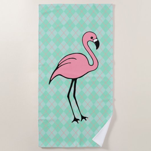 Mint Pink Flamingo Beach Pool Handtuchwechsel Gesc Strandtuch (Vorderseite)