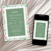 Mint Pink Floral White Lace Rahmen muslimische Hoc Einladung