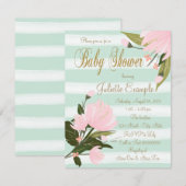 Mint Pink Gold Baby Einladungen (Vorne/Hinten)