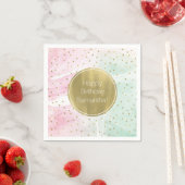 Mint Pink Gold Ombre Confetti Geburtstag Serviette (Beispiel)