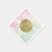 Mint Pink Gold Ombre Confetti Geburtstag Serviette (Ecke)