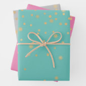 Mint Pink Gray Gold Confetti Geschenkpapier Set (Beispiel)