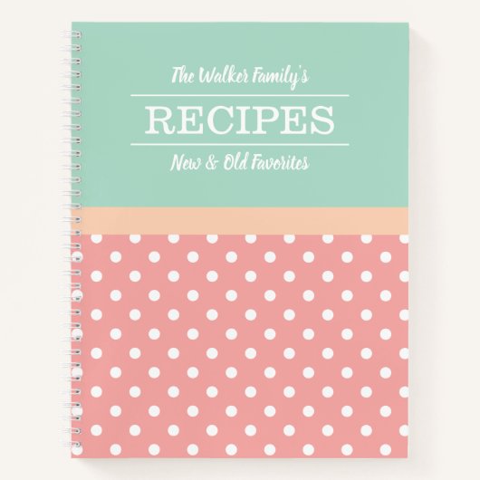 Mint & Pink Polka Dot Rezept Notizblock (Vorderseite)