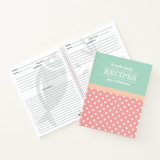Mint & Pink Polka Dot Rezept Notizblock (Innenseite)