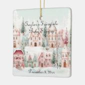 Mint Pink Watercolor Wintermärchendusche Keramikornament (Links)
