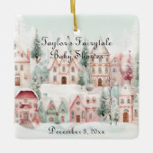 Mint Pink Watercolor Wintermärchendusche Keramikornament (Vorderseite)