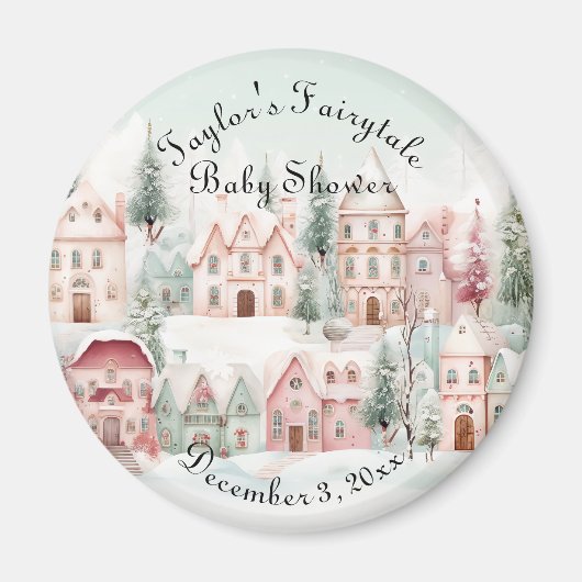Mint Pink Watercolor Wintermärchendusche Magnet (Vorne)