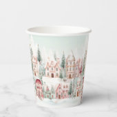 Mint Pink Watercolor Wintermärchendusche Pappbecher (Rückseite)