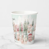 Mint Pink Watercolor Wintermärchendusche Pappbecher (Links)