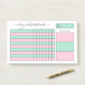 Mint & Pink Weekekly Habit Tracker Post-it Klebezettel (Auf Schreibtisch)
