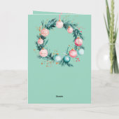 Mint Pink Weihnachtsschmuck Kranz Karte (Rückseite)