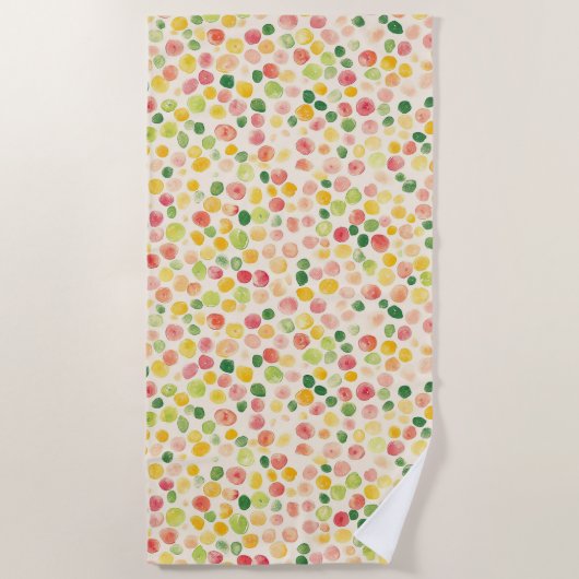 Mint Pink Yellow Green Fruity Dots  Strandtuch (Vorderseite)