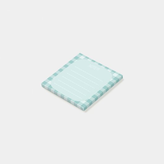 Mint Plaid Note Design Post-it Klebezettel (angewinkelt)
