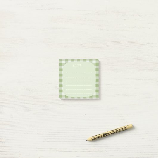 Mint Plaid Note Design Post-it Klebezettel (Auf Schreibtisch)