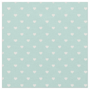 Mint Polka Dot Hearts Stoff