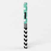Mint Polka Dots Black Zickzack Monogram Case-Mate iPhone Hülle (Hinten/Rechts)