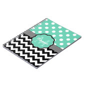 Mint Polka Dots Black Zickzack Monogram Notizblock (Linke Seite)