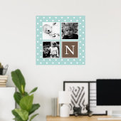 Mint Polka Dots Muster Custom Foto Collage Poster (Heimbüro)