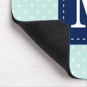 Mint Polka Dots Muster mit Personalisiertem Monogr Mousepad (Ecke)