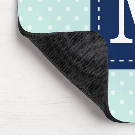 Mint Polka Dots Muster mit Personalisiertem Monogr Mousepad (Ecke)