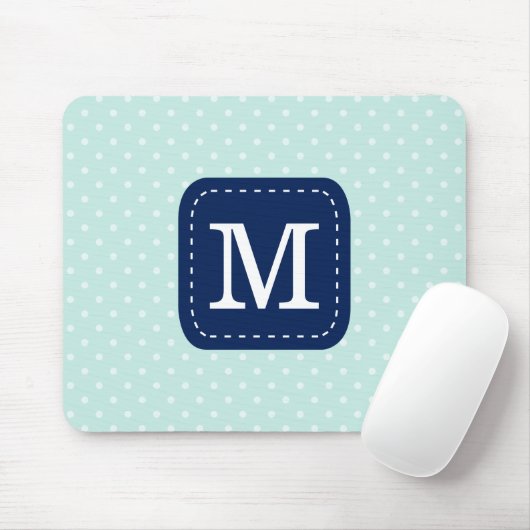 Mint Polka Dots Muster mit Personalisiertem Monogr Mousepad (Mit Mouse)