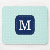 Mint Polka Dots Muster mit Personalisiertem Monogr Mousepad (Vorne)