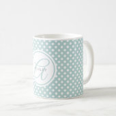 Mint Polka Dots Personalisierter Name Kaffee Tasse (VorderseiteRechts)