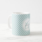 Mint Polka Dots Personalisierter Name Kaffee Tasse (Vorderseite Links)