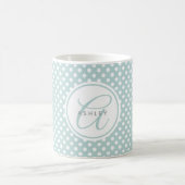 Mint Polka Dots Personalisierter Name Kaffee Tasse (Mittel)